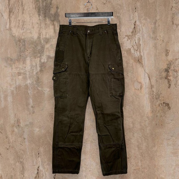 Vintage Carhartt Double Knees Carpenter Pants Hazel Brown Canvas Baggy Cargo 90s - Picture 3 of 7
